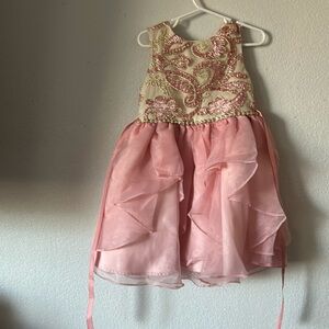 Girl dress light pink and gold size 4